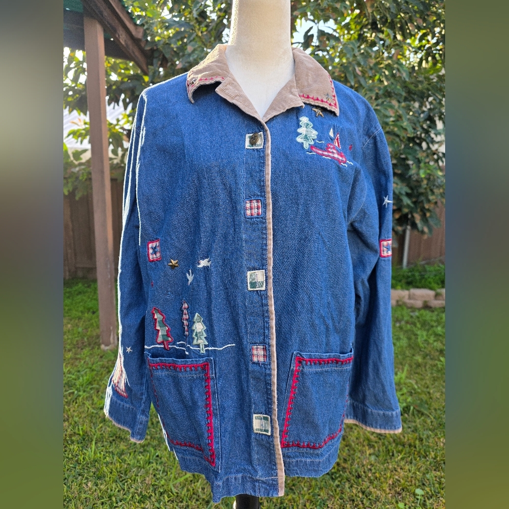 Teddi Blue Denim Jacket with Tan Accents